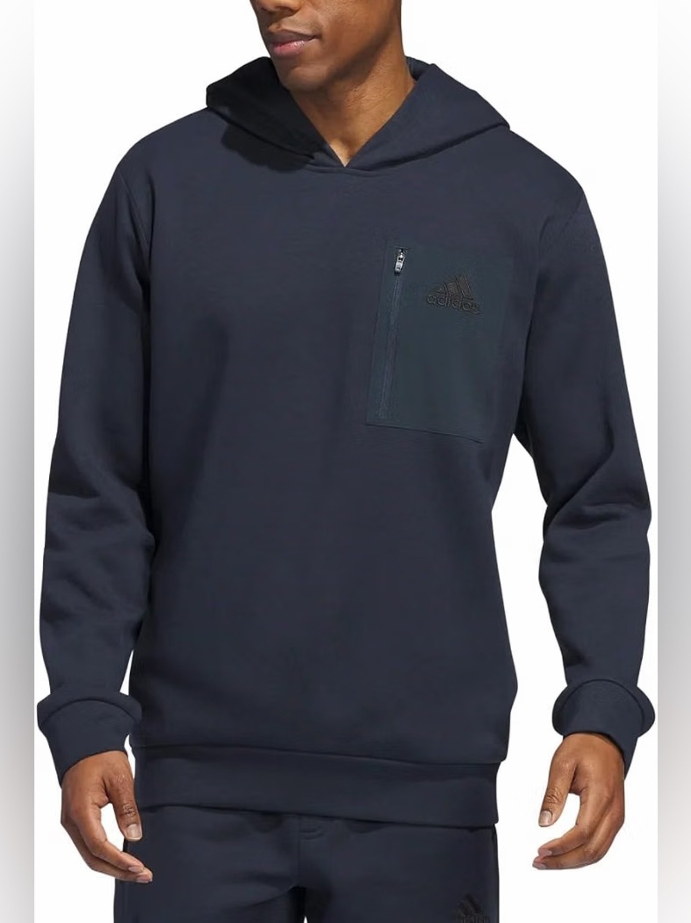adidas Men’s Regular Fit Hoodie in navy blue with kangaroo pocket size XL